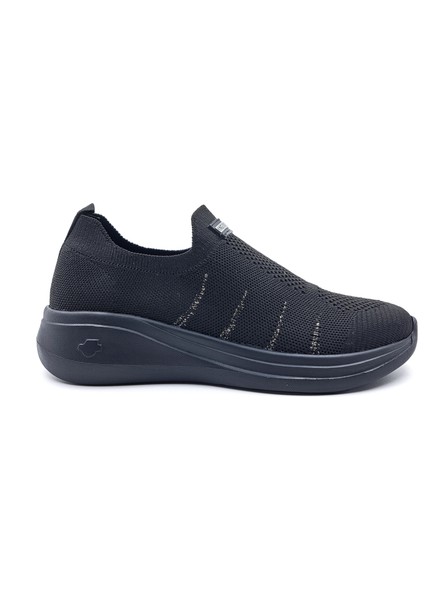K5086 Bağcıksiz Günlük Kadın Tekstil Siyah Çorap Spor Ayakkabı