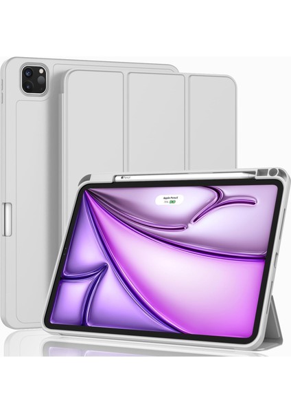 Apple iPad Air 13 M3 (2025) Kalem Şarjına Uygun Kalemlikli Yatay Standlı Stromix Smart Kılıf