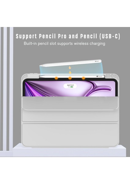 Apple iPad Air 13 M3 (2025) Kalem Şarjına Uygun Kalemlikli Yatay Standlı Stromix Smart Kılıf fiyatları