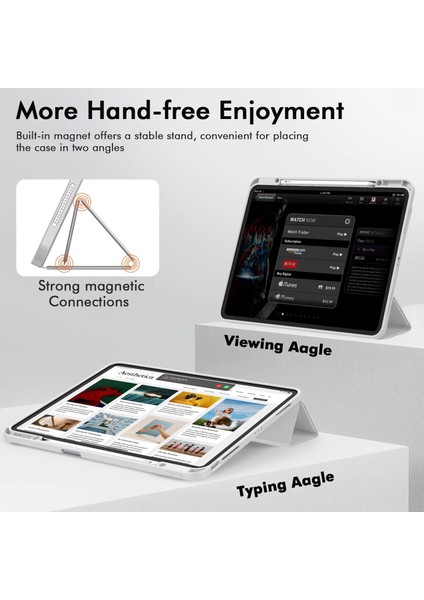 Apple iPad Air 13 M3 (2025) Kalem Şarjına Uygun Kalemlikli Yatay Standlı Stromix Smart Kılıf modelleri