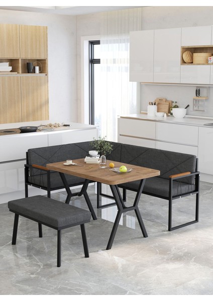 Src Serisi Mutfak, Balkon Köşe Takımı, 70 x 110 cm Atlantik Masalı - Antrasit