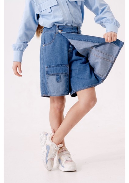 Kız Çocuk Şeritli Kot Şort Etek 2875 fiyatları