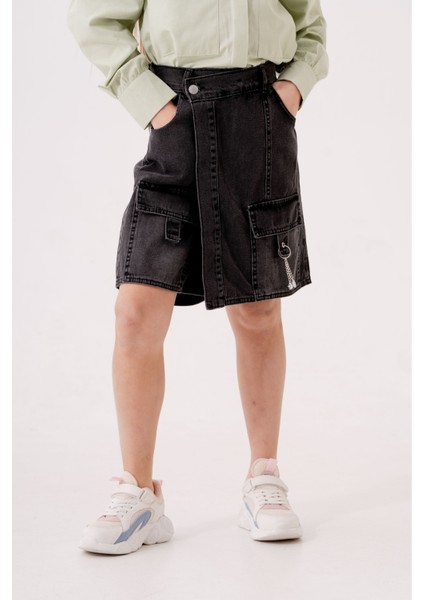 Kız Çocuk Şeritli Kot Şort Etek 2875 fırsatları