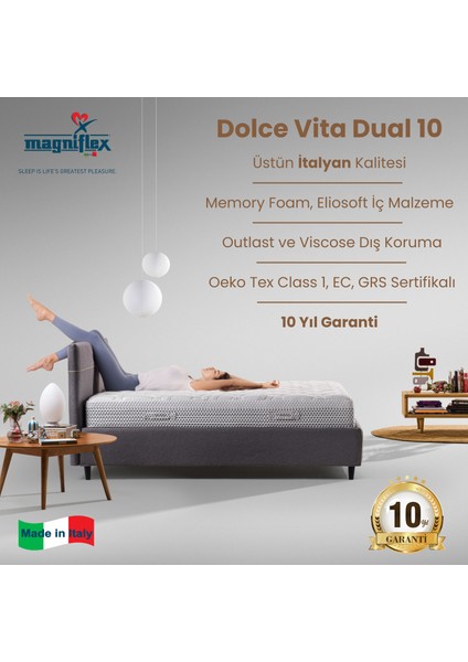Dolce Vita Dual 10 Memory Foam Yatak | Isı ve Ağırlık Dengeleyici Yapısı ile Lüks ve Sağlığın Buluştuğu Nokta | Made In Italy
