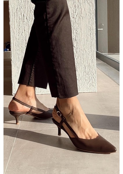 Moon Kahverengi Hakiki Deri Topuklu Ayakkabı fiyatları