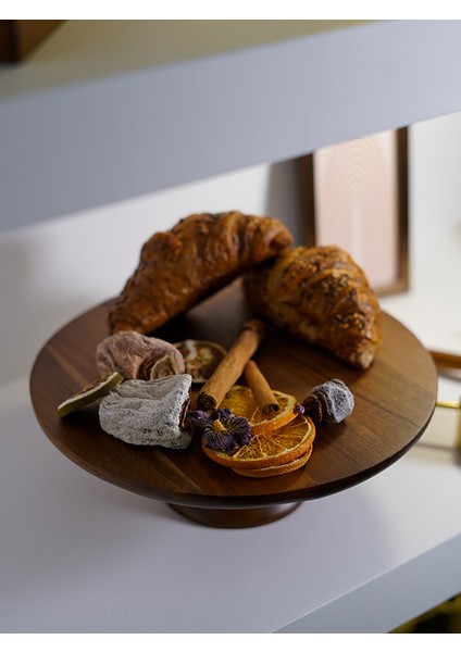 BadeHome Decoration Doğal Akasya Ayaklı Yuvarlak Sunumluk Pasta/kek Standı fiyatları