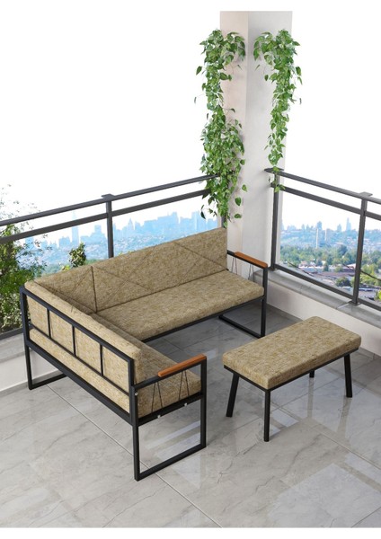 Src Serisi Balkon, Bahçe, Cafe, Köşe Takımı, Balkon Köşe Takımı Puflu - Cappucino