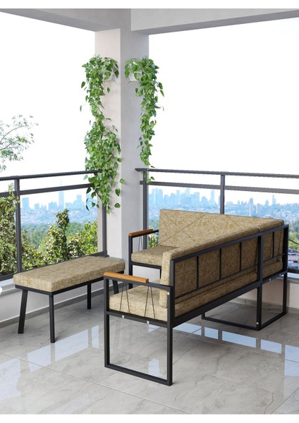 Src Serisi Balkon, Bahçe, Cafe, Köşe Takımı, Balkon Köşe Takımı Puflu - Cappucino