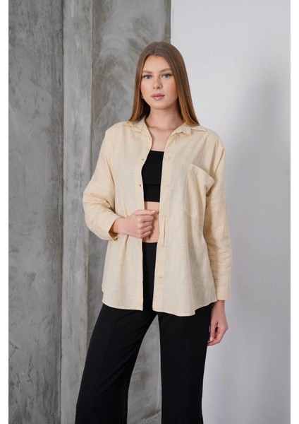 Kadın Taş Oversize Uzun Keten Gömlek fiyatları