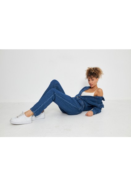 Denim Rahat Kalıp Cıt Cıt Kapamalı Tulum fırsatları