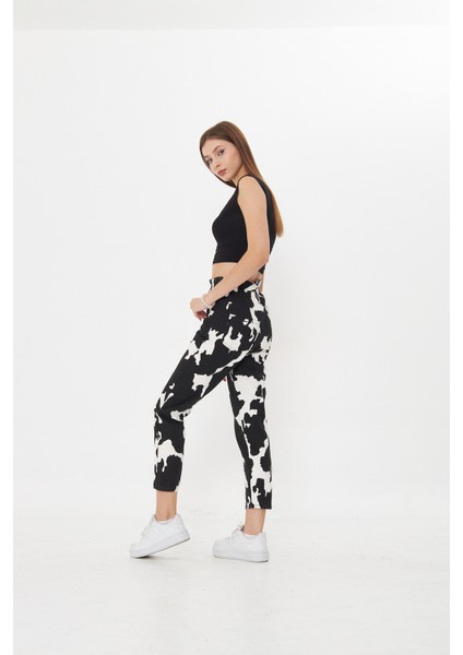 Dalmaçya Desenli Yüksek Bel Mom Jeans indirimleri