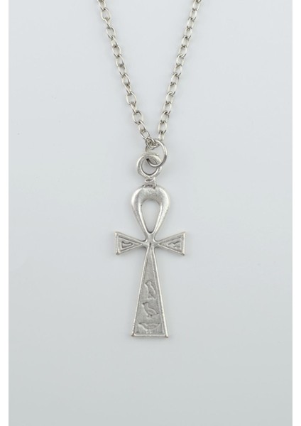 Ankh Anahtarı - Nil'in Anahtarı Gümüş Kaplama Düz Zincir Kolye