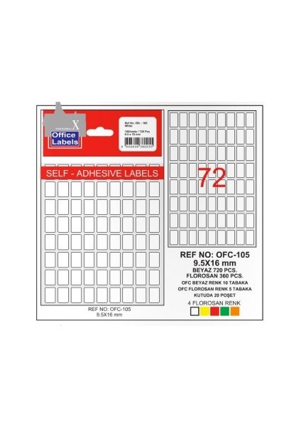 Etiket OFC-105 Beyaz 10 Lu 9,5X16 - 2 Paket