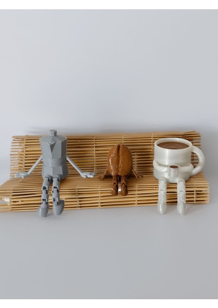 Kahve Köşesi Sevimli Biblo Seti 3lü, Kahve Çekirdeği, Kahve Kupası, Moka Pot, Coffee Set 10 cm modelleri