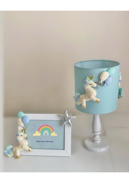 Mintrenkkremunicornfigürlübebek/çocukodasıtasarımmasalambasıabajur Çerçeve Set