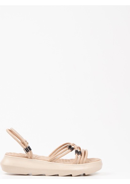 Nut Çapraz Ince Şeritli Gümüş Detaylı Kolay Giyilebilir Kadın Yazlık Sandalet fırsatları