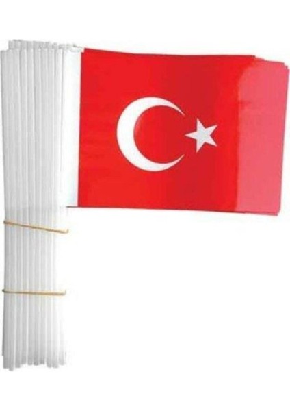 23 Nisan Küçük Boy Çıtalı Kağıt Türk Bayrağı 100 Lü, 19 x 12,5