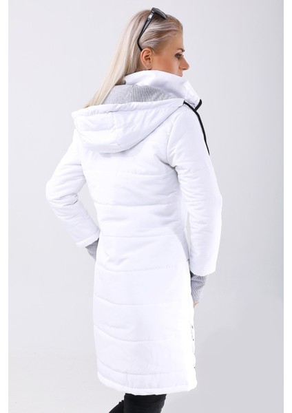 Eldiven Detaylı Kışlık Kapüşonlu Orta Boy Kadın Şişme Mont fiyatları