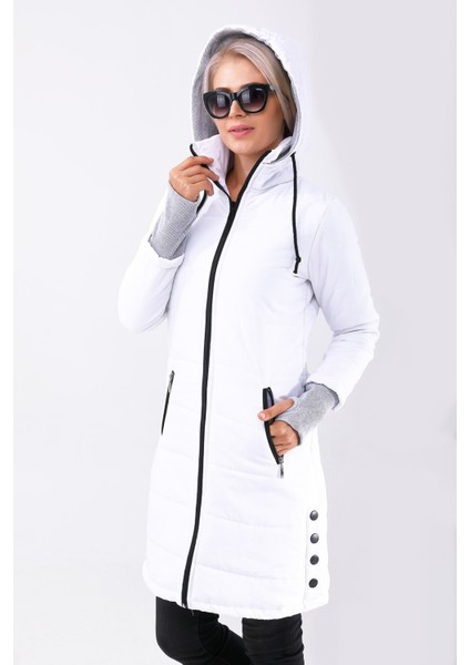 Eldiven Detaylı Kışlık Kapüşonlu Orta Boy Kadın Şişme Mont fırsatları