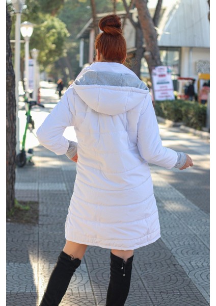 Kışlık Kapüşonlu Orta Boy Şişme Kadın Mont modelleri