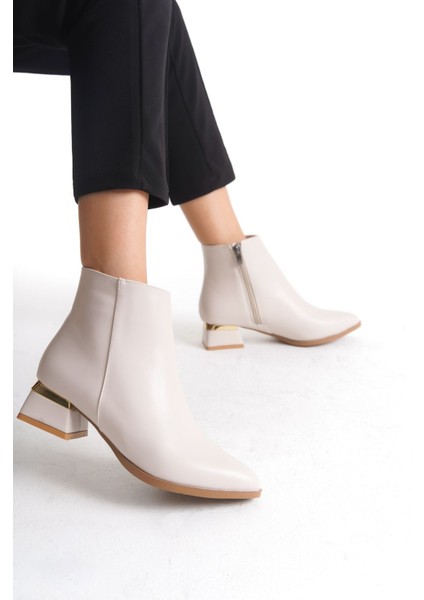 Kısa Topuklu Fermuarlı Sade Klasik Kısa Kadın Bot Bootie