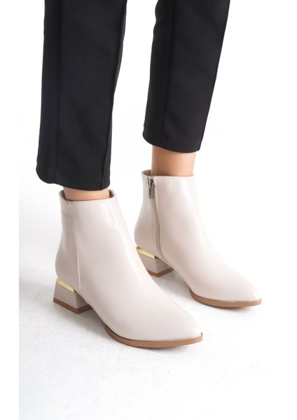 Kısa Topuklu Fermuarlı Sade Klasik Kısa Kadın Bot Bootie modelleri