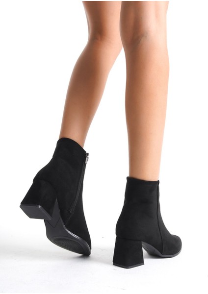 Sivri Burunlu Deri Görünümlü Cilt Önü Metal Detaylı Fermuarlı Kısa Sade Klasik Bot Bootie fırsatları