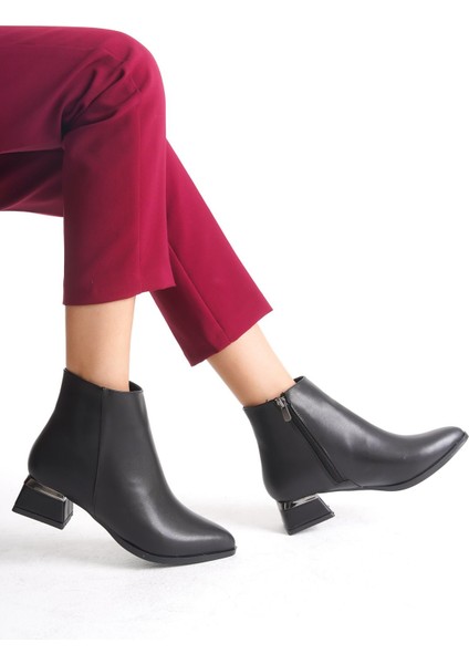 Kısa Topuklu Fermuarlı Sade Klasik Kısa Kadın Bot Bootie fiyatları
