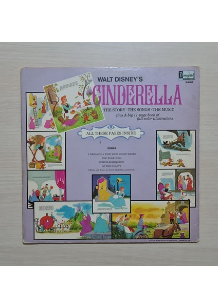 Walt Disney's Cinderella (Kül Kedisi) - Soundtrack - 1969 - Dönem Baskı Plak - Longplay - Lp fiyatları