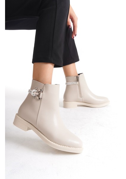 Alçak Taban Fermuarlı Şerit ve Toka Detaylı Kadın Bot Bootie fiyatları