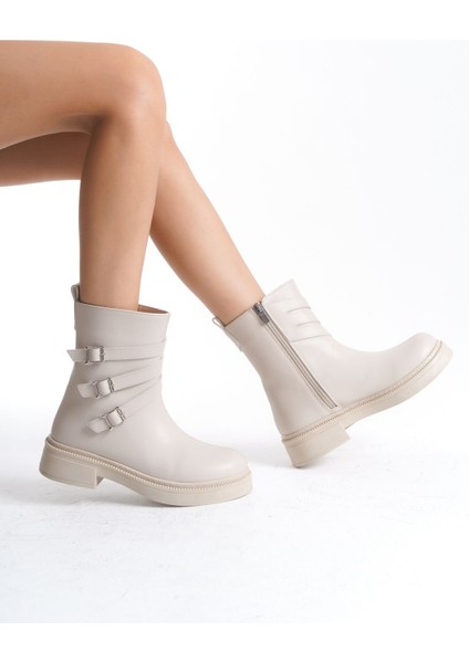 Yandan Üç Toka Detaylı Fermuarlı Alçak Taban Kadın Bot fiyatları