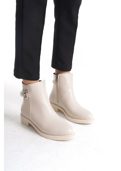 Alçak Taban Fermuarlı Şerit ve Toka Detaylı Kadın Bot Bootie modelleri