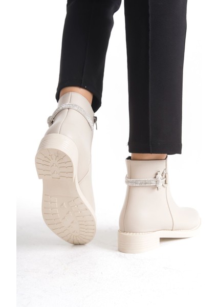 Alçak Taban Fermuarlı Şerit ve Toka Detaylı Kadın Bot Bootie fırsatları