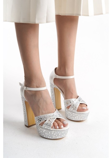 Özel Taş Kaplamalı Cilt Yüksek Kadın Düğün Nikah Nişan Orta Kalın Topuklu Abiye Ayakkabı fiyatları