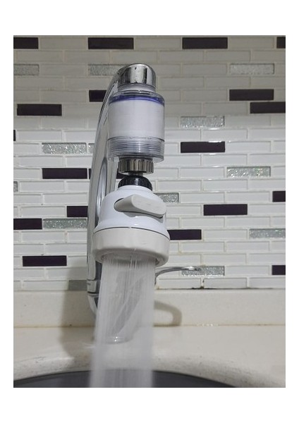 Filtreli Kireç Önleyici 360 Derece Dönen Hareketli Musluk Başlığı - 3 Fonksiyonlu - Krem fırsatları