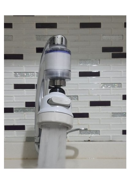 Filtreli Kireç Önleyici 360 Derece Dönen Hareketli Musluk Başlığı - 3 Fonksiyonlu - Krem indirimleri