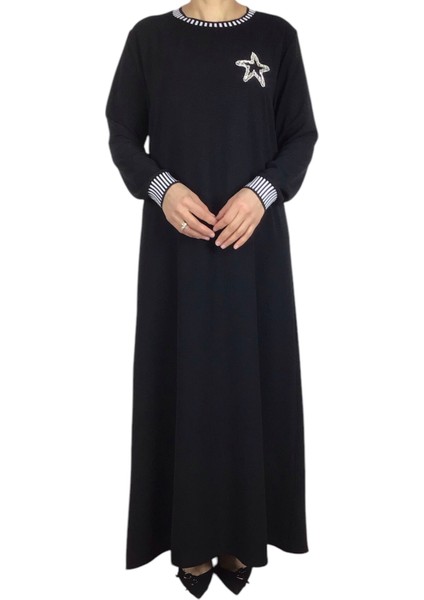 Kadın Yaka ve Kolağzı Şeritli Ribanalı Ayrobin Elbise fiyatları