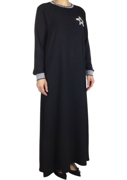 Kadın Yaka ve Kolağzı Şeritli Ribanalı Ayrobin Elbise modelleri