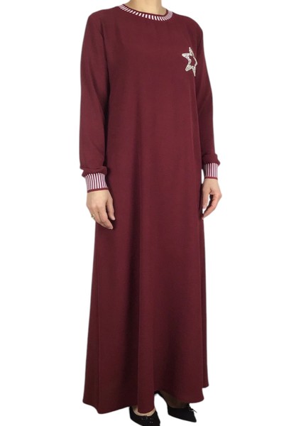 Kadın Yaka ve Kolağzı Şeritli Ribanalı Ayrobin Elbise modelleri