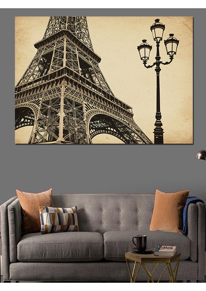 Paris Eyfel Kulesi ve Sokak Lambası Dekoratif Tablo