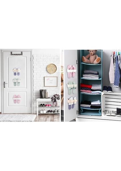 Banyo Terlik Tutucu - Kapı Arkası Pratik Raf - Terlik Tutucu - Beyaz