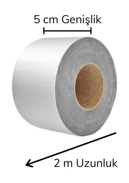 ® 2 mt Yüksek Sıcaklık Dayanan Su Geçirmez Çatı Duvar Yapışkan Bant Folyo 5 cm