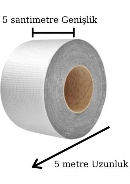 ® Yüksek Sıcaklık Dayanan Su Geçirmez Çatı Boru Duvar Çatlak Götürücü Yapışkan Bant Folyo 5 cm
