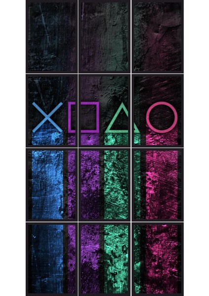 12 Parça Game Playstation Çerçeve Görünümlü Mdf Tablo Duvar Süsü Hediyelik Eşya (45 cm x 85 cm )