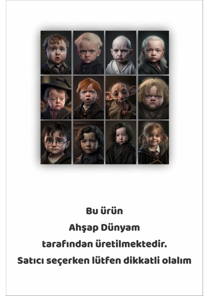 12 Parça Harry Potter Resimleri Çerçeve Görünümlü Mdf Tablo Duvar Süsü Hediyelik Eşya Harry Potter