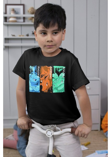 Pokemon Çocuk Tshirt Siyah Unisex Kesim Tişört fiyatları