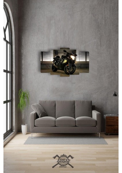 Motorbisiklet 5 Parçalı Mdf Tablo Hediyelik Eşya