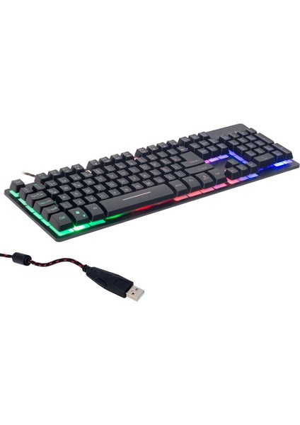 Go İthalat Hello HL-18744 Metal Kasa Rgb Işıklı Kablolu Oyuncu Q Klavye ZYG-800 (4604)