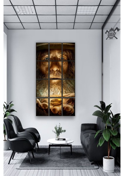12 Parça Yüzük Gandalf Çerçeve Görünümlü Mdf Tablo Duvar Süsü Hediyelik Eşya (45 cm x 85 cm )