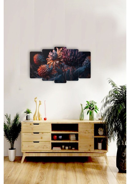 Çiçekler 5 Parçalı Mdf Tablo Hediyelik Eşya